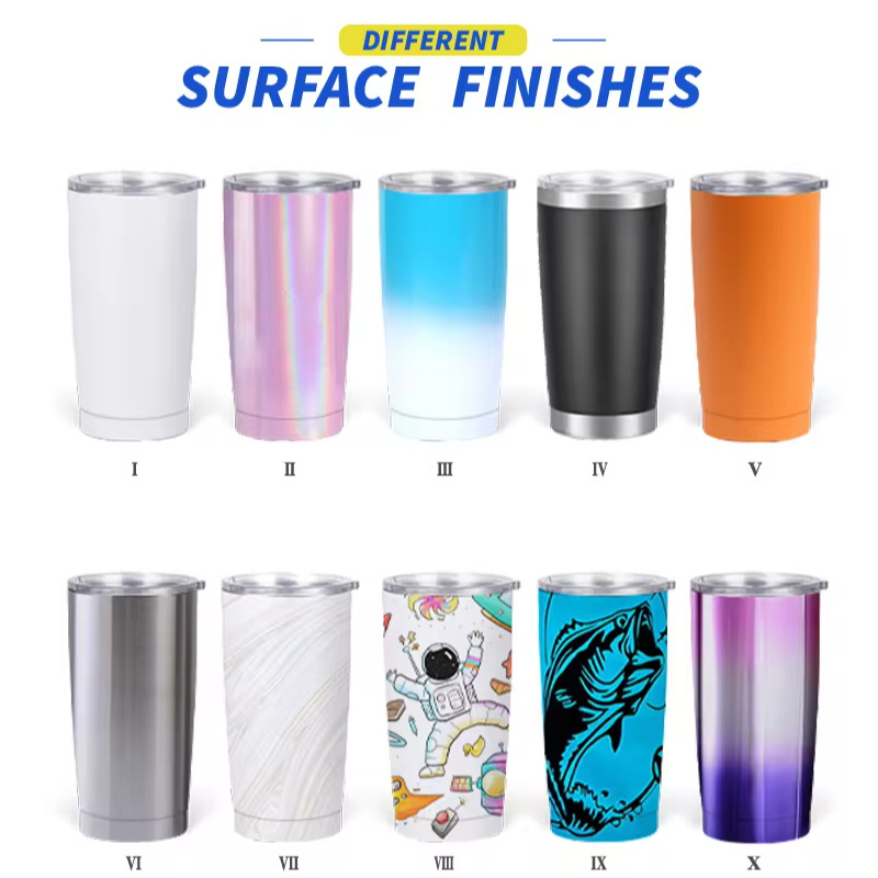 BPA FREE Laser Engraveable 30oz Travel Tumbler Cups Double Wall Stainless Steel 20oz Coffee Tumbler with Lids and Straws