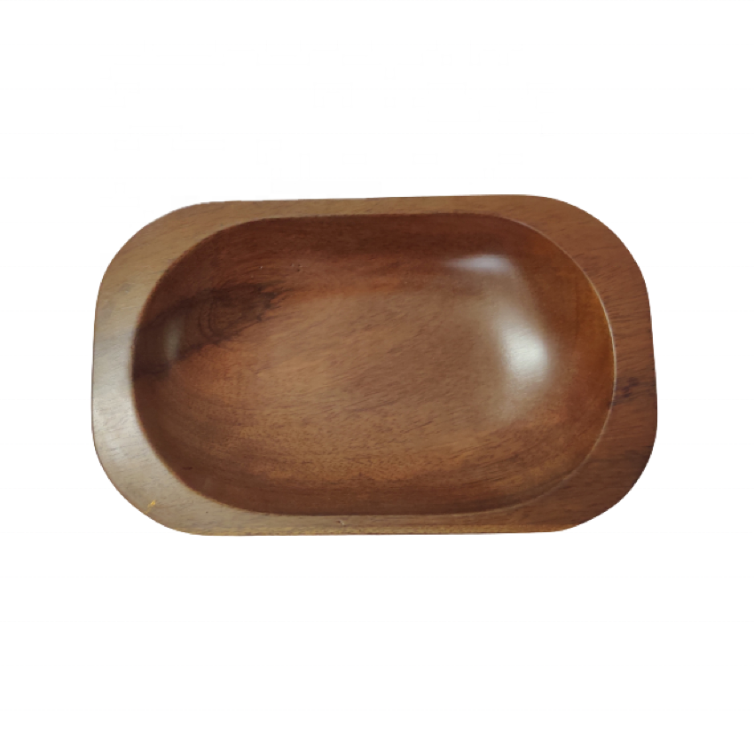 Custom 2021 New Antique Walnut Wooden Rectangular High-Quality Handmade Home Decor Wax Filling Small Dough Bowl Candle Holder