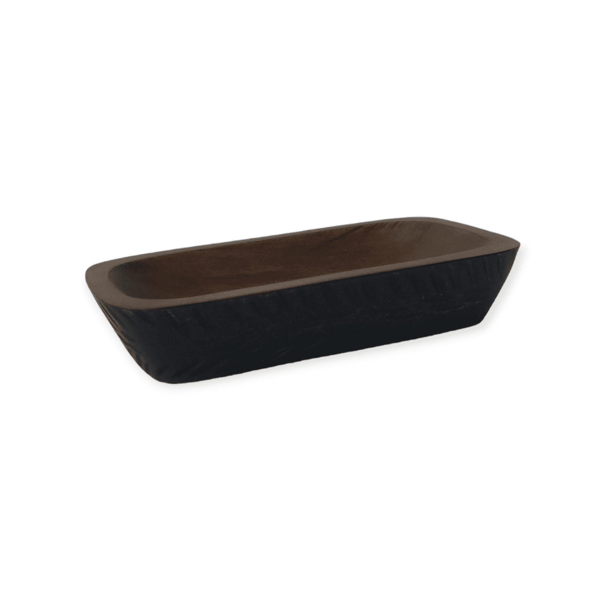 Modern Style Small Black & Natural Mango Wood Hand-carved Empty Bowl Blank for Serving Home Decoration Tabletop & Candle making