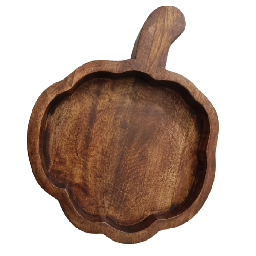 Brown Pumpkin Bowl Creative Corporate Holiday Gifts Church & Home Decoration Hand-Carved Mango wood Empty Wax Filling container