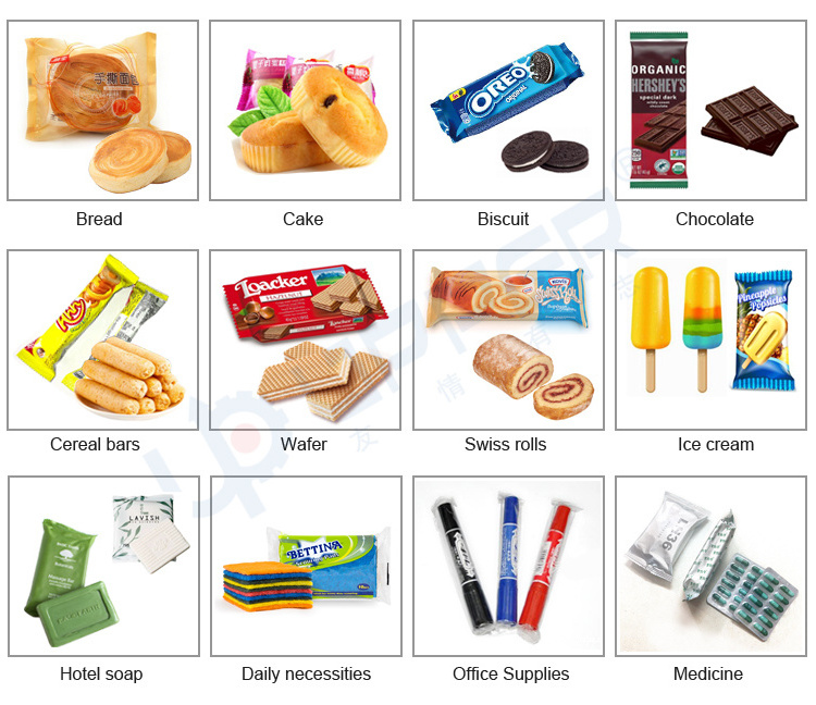 Charcoal snack packaging fruit energy date nut chocolate bar wrapping machine naan bread toy pillow roll packing machine