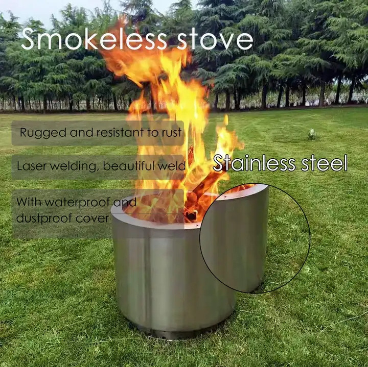 UPPERWELD Portable Fire Pit Stainless Steel Outdoor BBQ Wood Smokeless Cook Stove Bonfire Stove for Picnic Camping Cooki