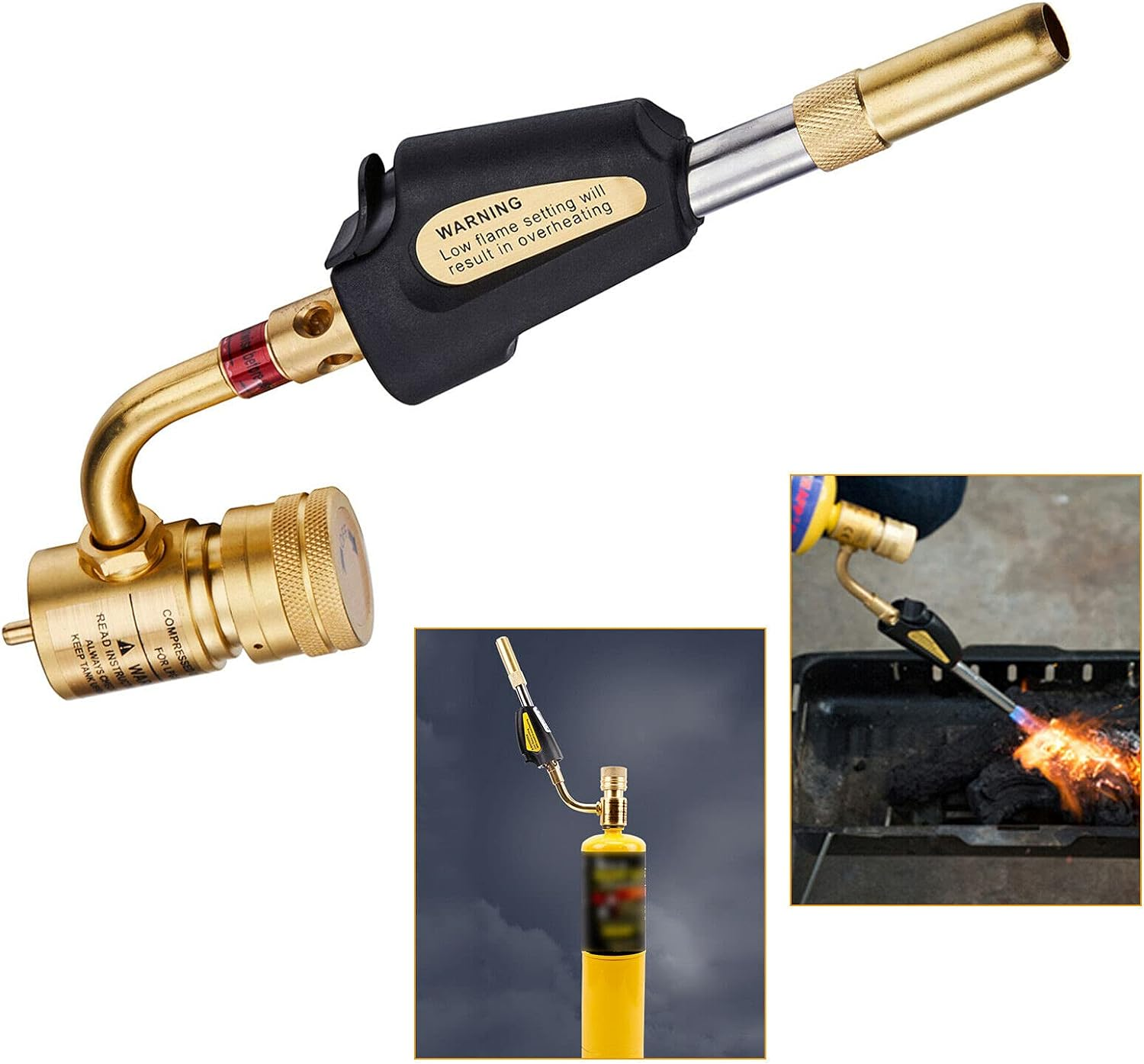 UPPERWELD UP3000 Trigger Start Mapp Gas Torch High Intensity Auto Ignition Propane Torch Welding Adjustable Swirl Flame Gun BBQ