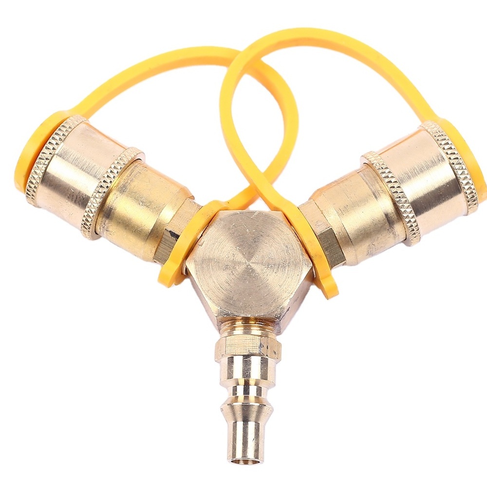 UPPER Y-Splitter Adapter propane quick connect for butane cylinders