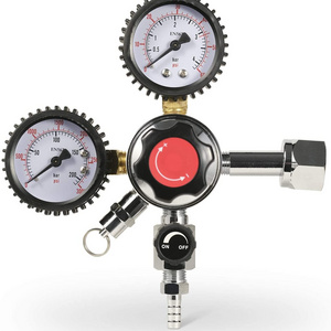 Dual Gauge CO2 Draft Beer Regulator Dual Stage Pressure Regulator CGA-320 CO2 Tank Beer Regulator with Valve Beer Keg