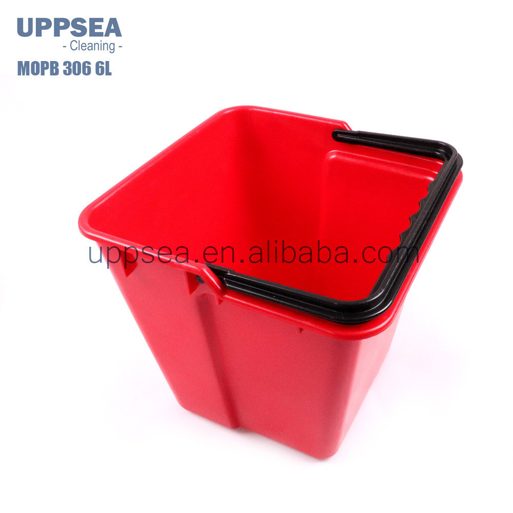 6 Liter Square Cleaning Plastic Pail Sanitize Bucket for Janitor Cart Trolley 4 colored