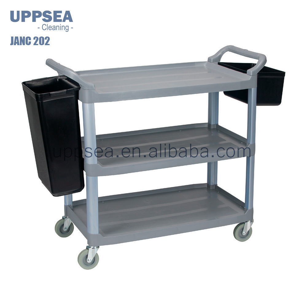 Universe Janitorial Cleaning Cart Rolling Utility Trolley Cart With Key-Locking Cabinet for Room Service Hotel Restaurant Office