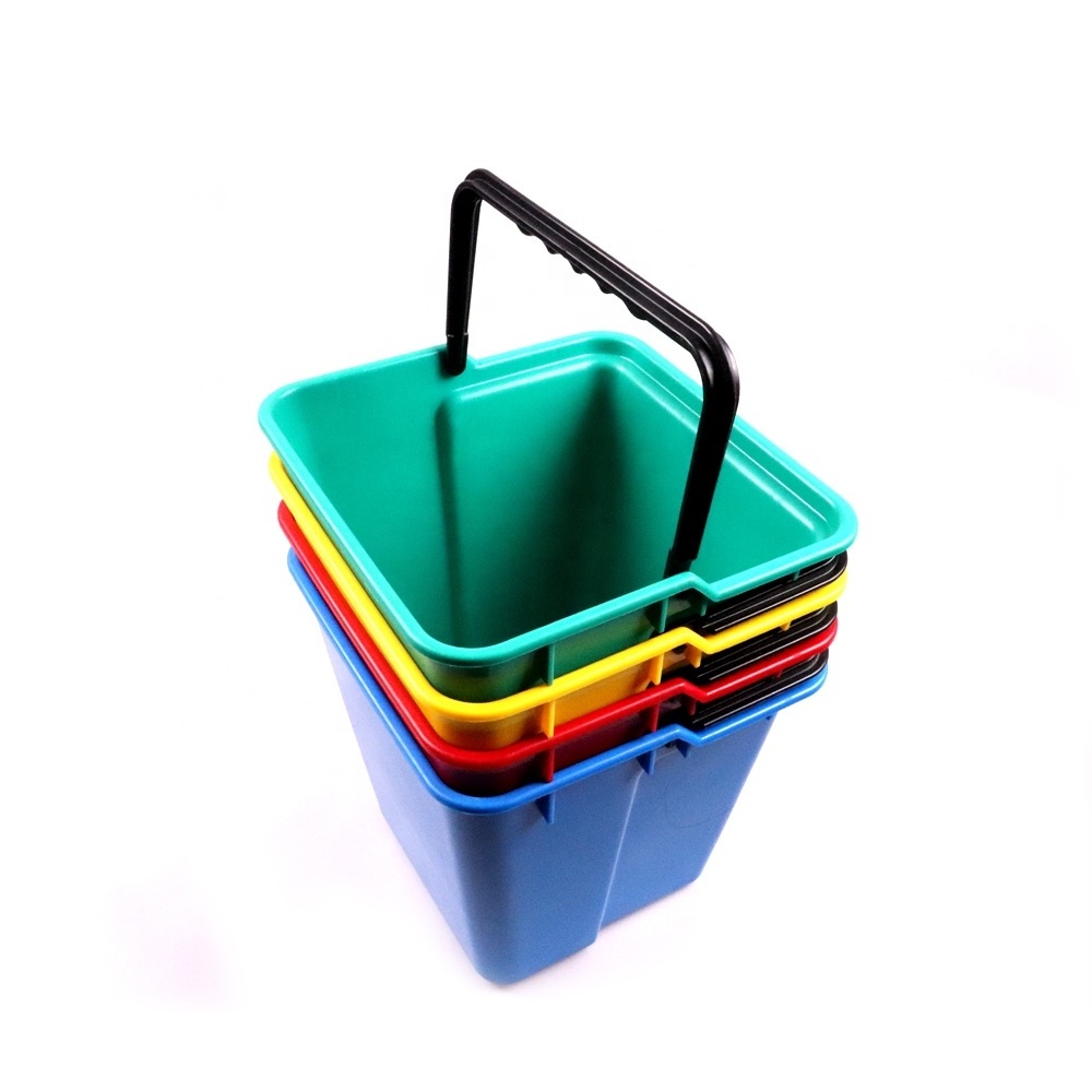 6 Liter Square Cleaning Plastic Pail Sanitize Bucket for Janitor Cart Trolley 4 colored