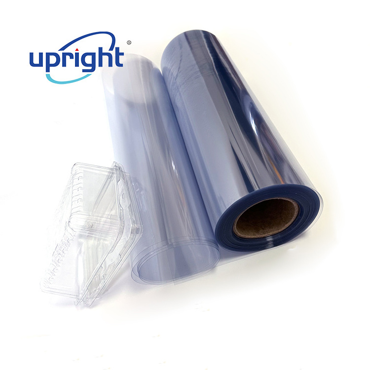 Upright 300 micron Medical Grade Non-toxic Clear Pvc Plastic Film Roll vacuum forming blister transparent rigid pvc sheet