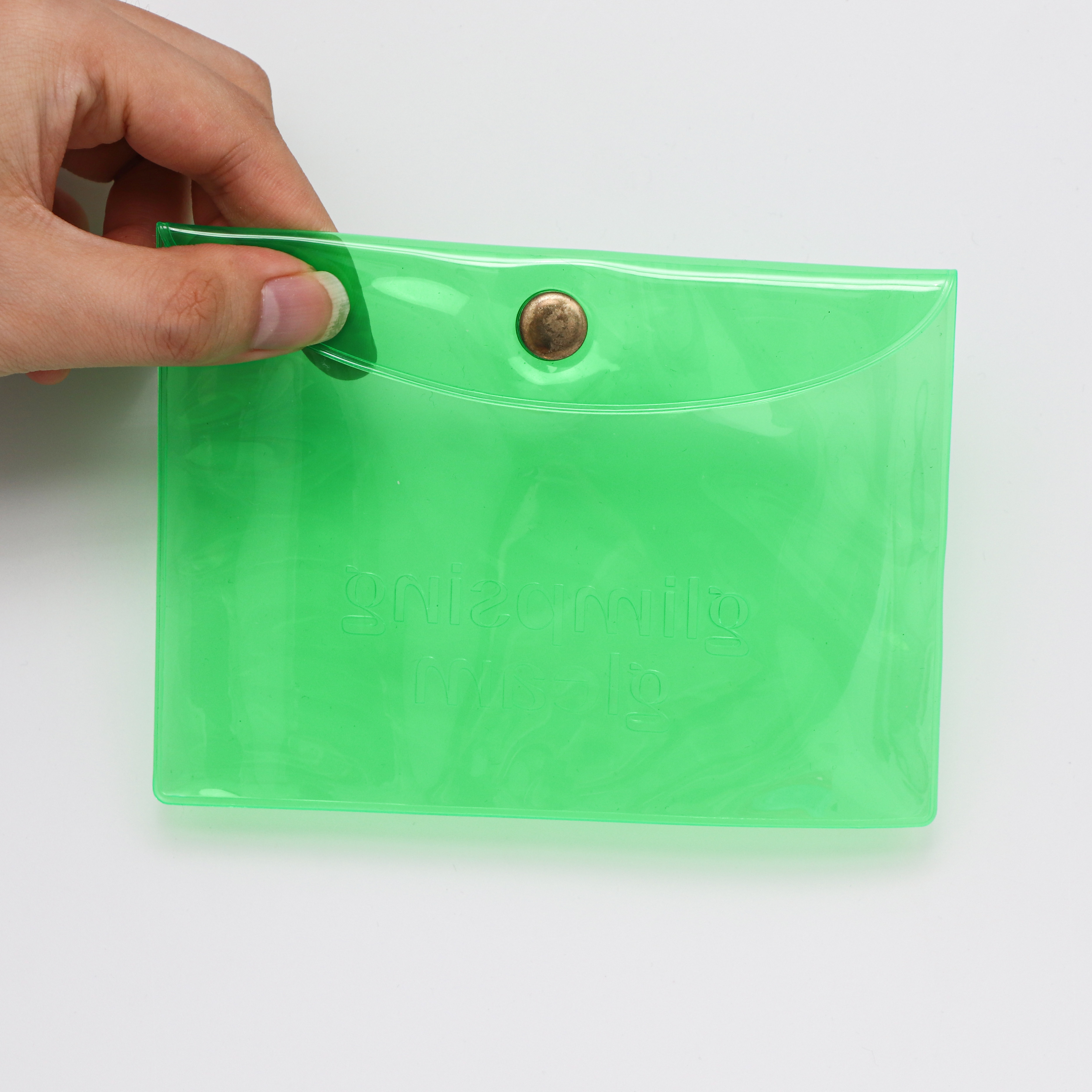 Colorful Clear Custom Logo Print Envelope Pouch PVC Zip Lock Packaging Plastic Transparent Bag with Snap