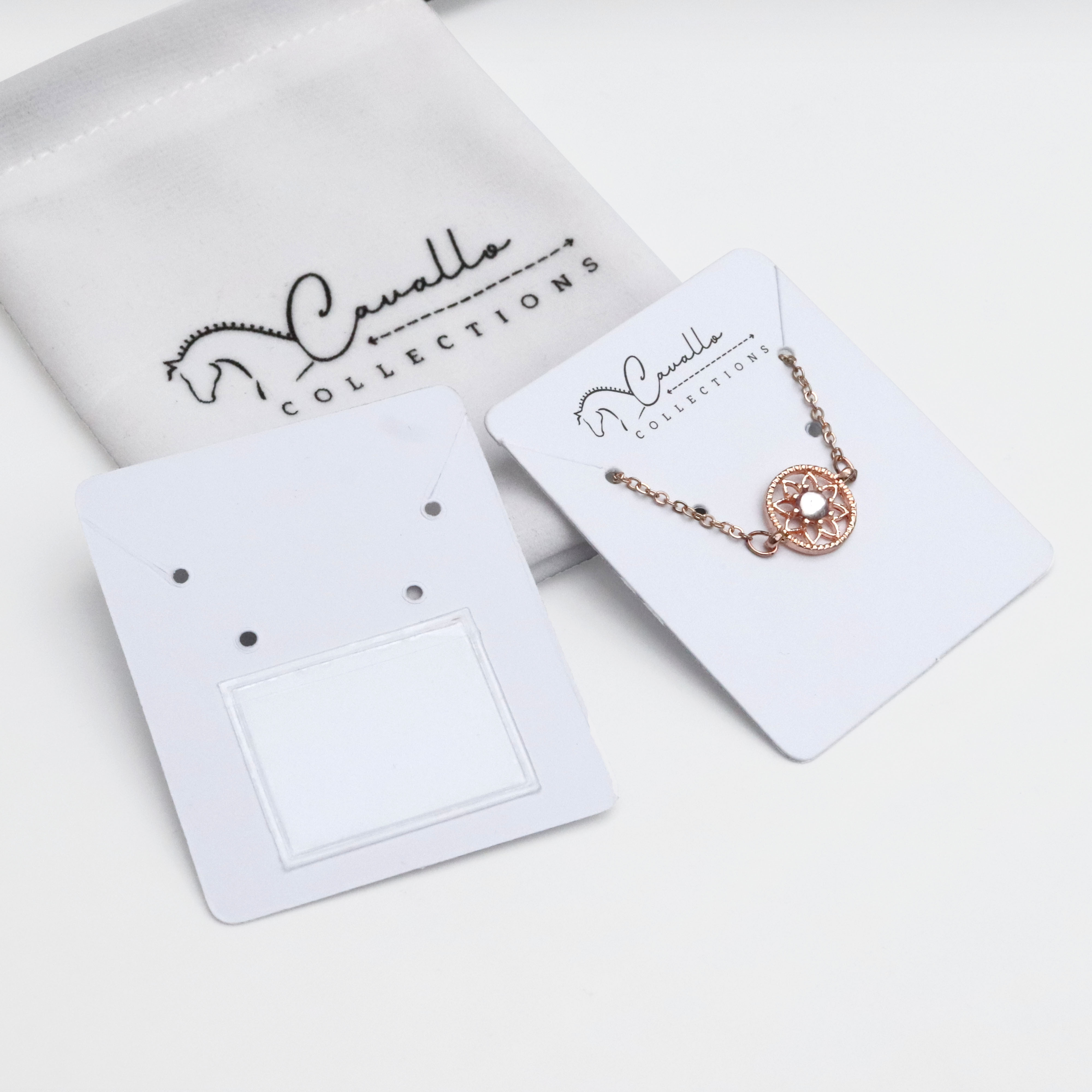 custom necklace earrings jewelry card holder with logo stainless paper card with sticker for bracelet packaging