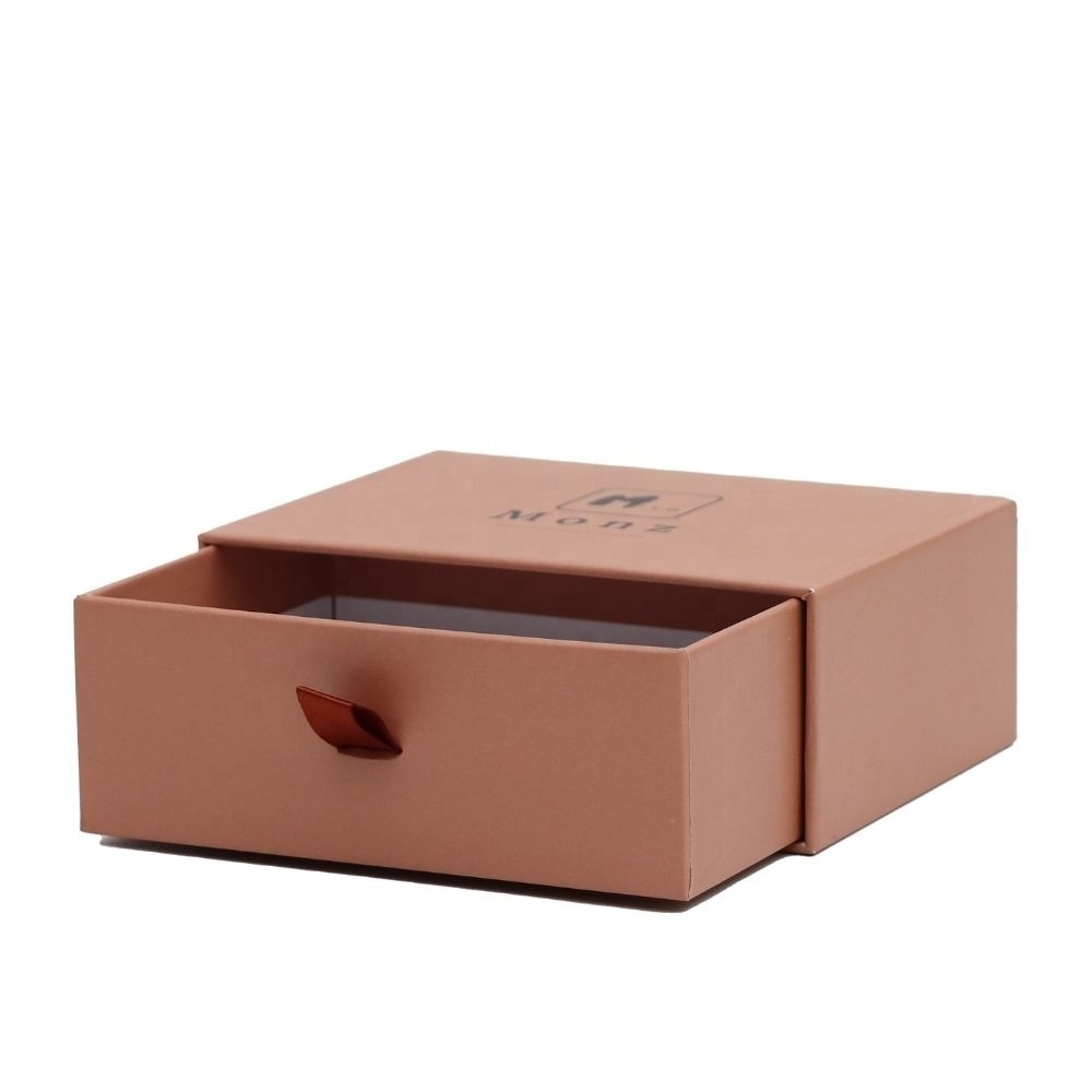 Luxury Brown Drawer Box Customized Jewelry Box with Foam Insert Holder High End Paper Cardboard Box for Jewelry Set