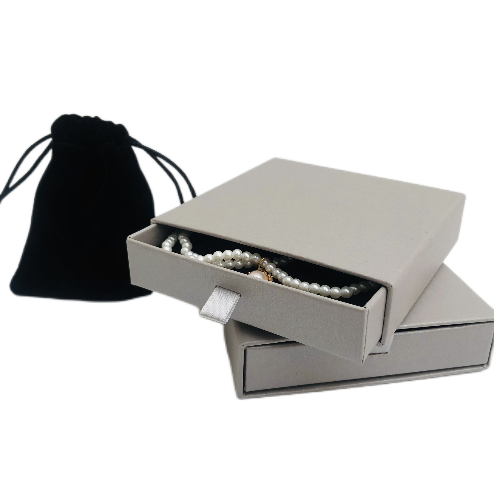 Custom pure colour slide drawer box with foam insert soft touch fashionring jewelry packaging gray paper box