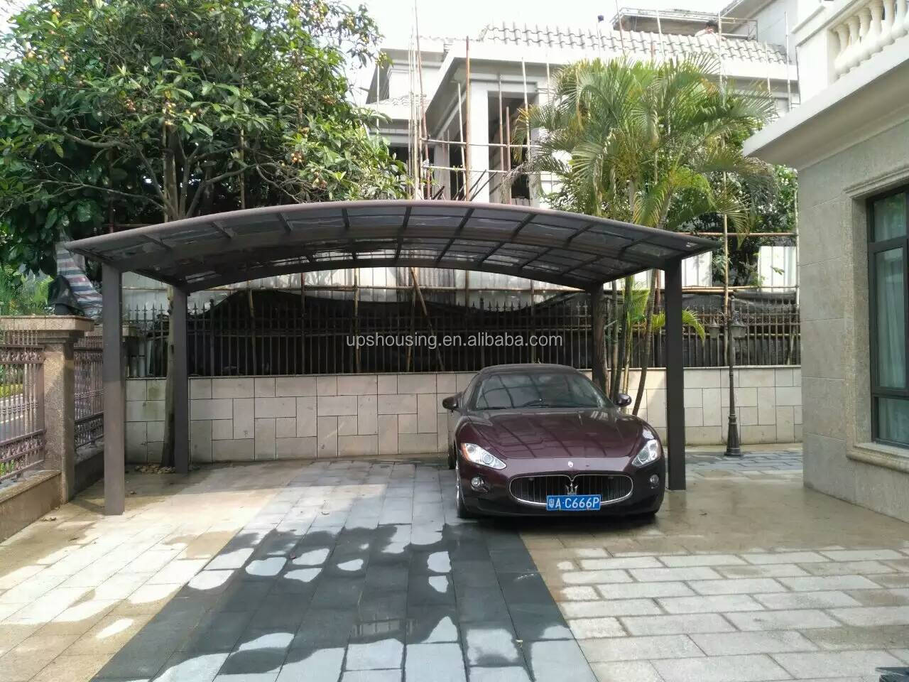 Outdoor sun shade polycarbonate cheap carports parking cantilever metal frame car port garage canopy aluminium carport