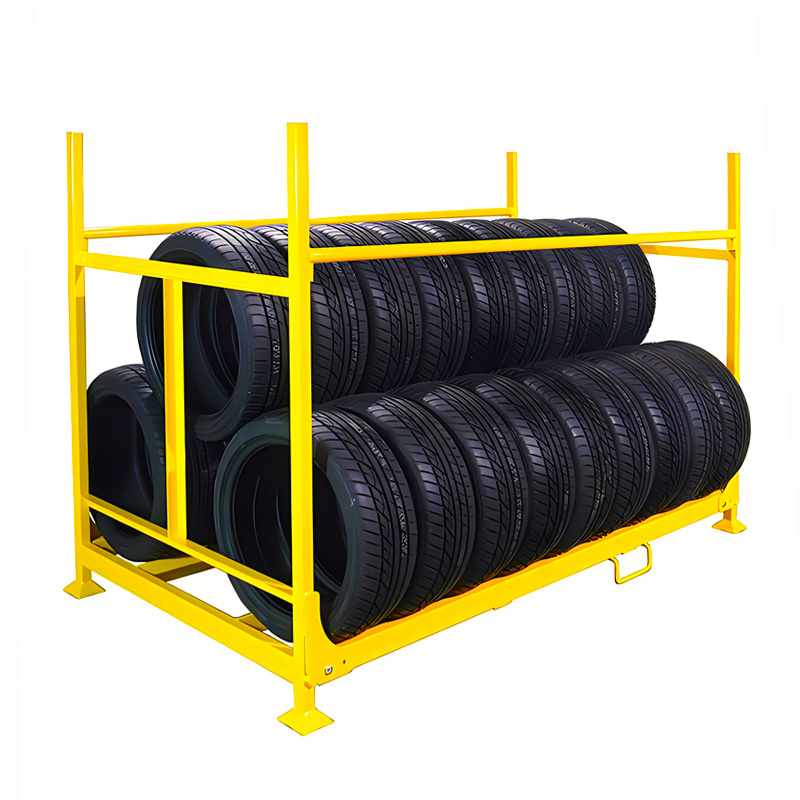 Customized Double Layers foldable tire storage rack portable stacking rack