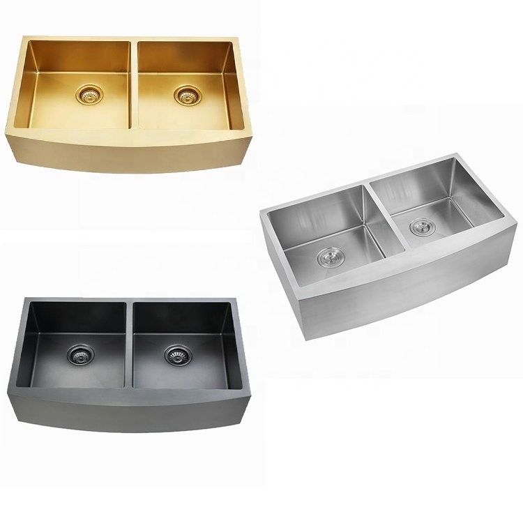 The Best Apron Farm House 304 Stainless Steel Handmade Farmhouse Gold Kitchen Sink With Quality Assurance