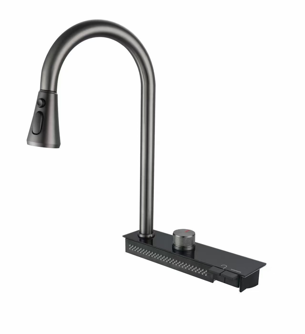 Digital display Feiyu faucet large single slot with atmosphere light honeycomb embossed kitchen sink