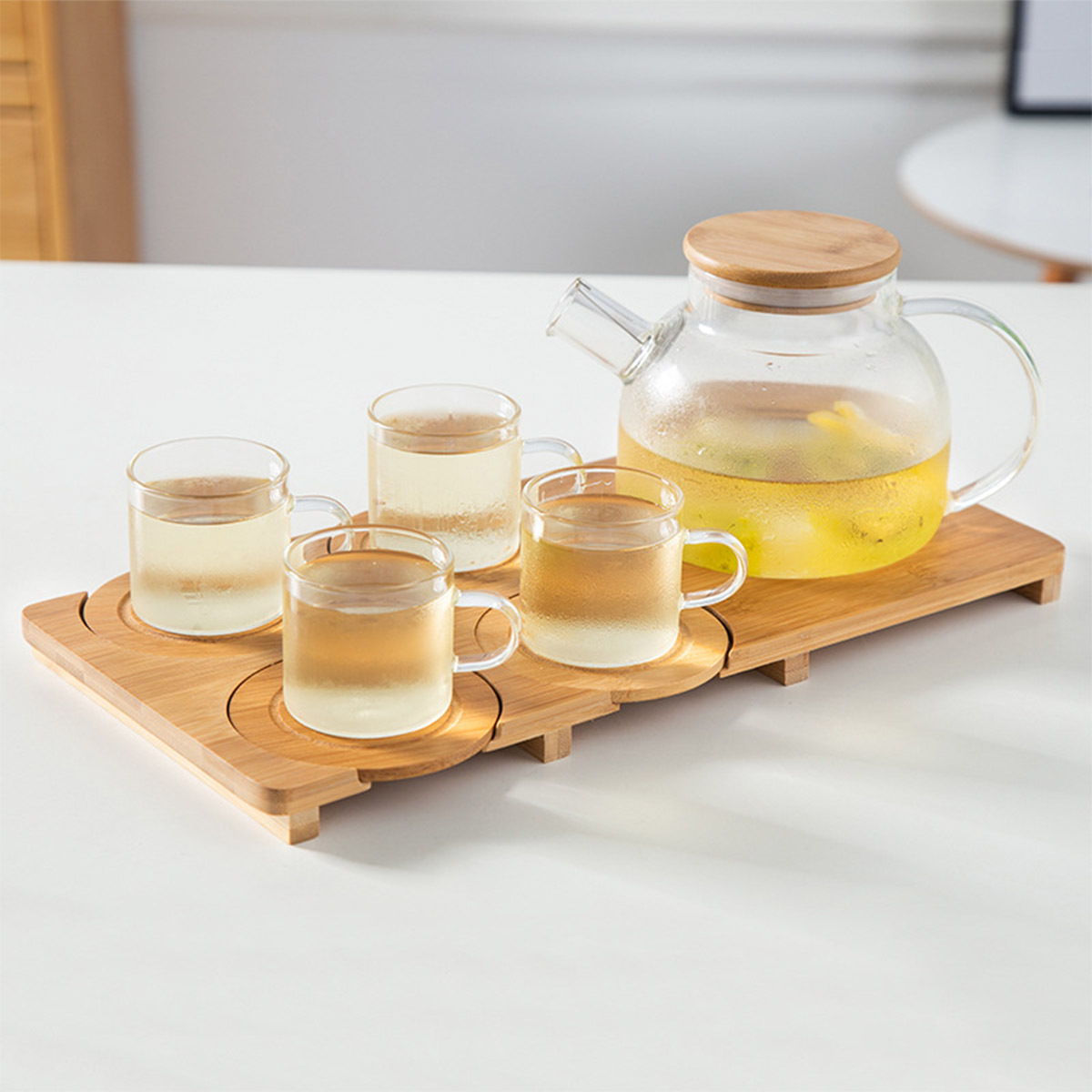 Household Transparent High-borosilicate Glass Bamboo Cover Large-capacity Glass Teapot Thickened and Heat-resistant