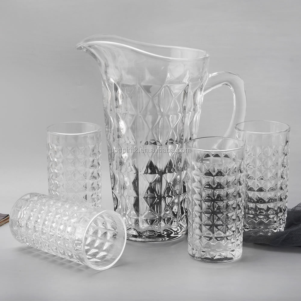 High Quality Unbreakable 7pcs Clear Glass Drinking Set Glass Tea Water Jug  Pitcher Set