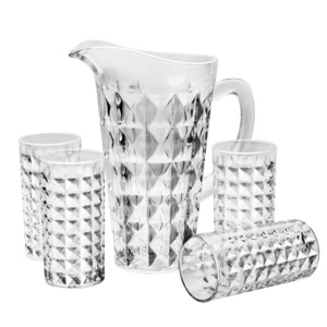 High Quality Unbreakable 7pcs Clear Glass Drinking Set Glass Tea Water Jug  Pitcher Set