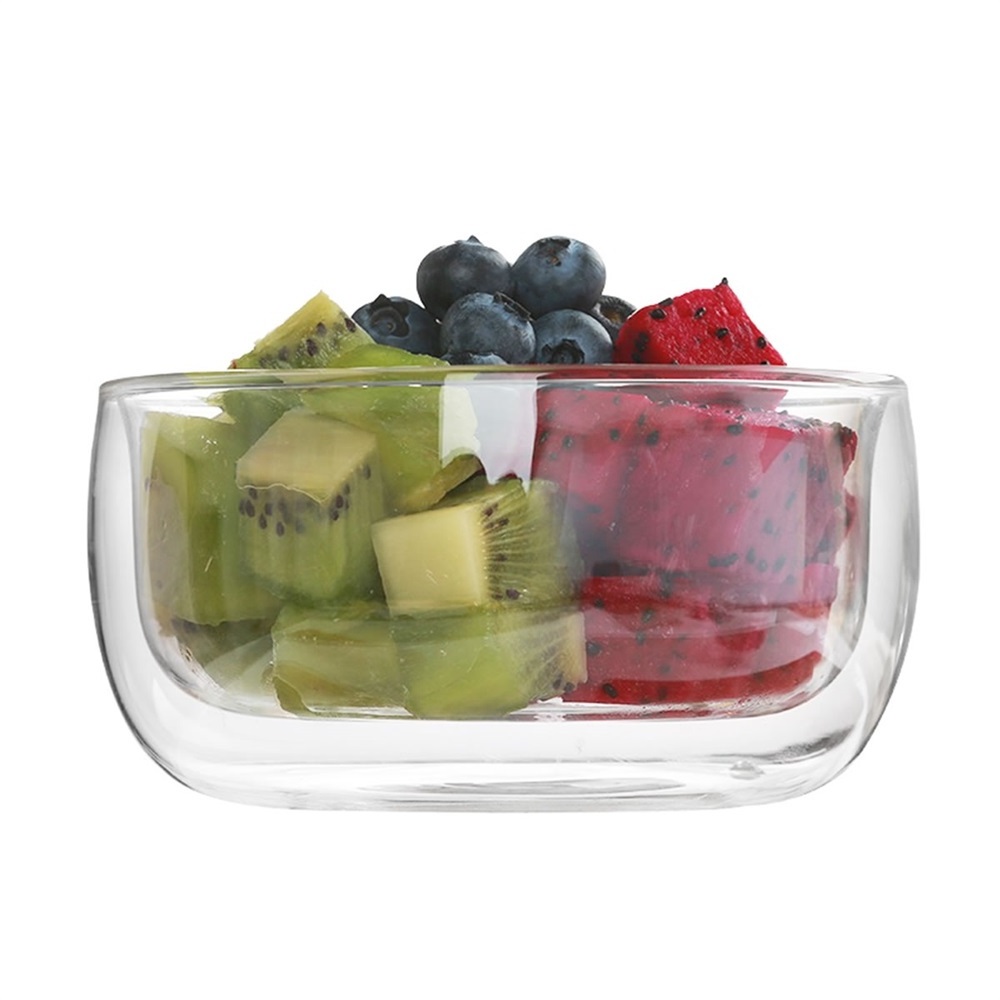 High Temperature Double Wall Glass Bowl Salad Bowl Ice Cream Yogurt Dessert Bowl