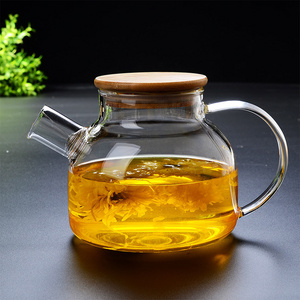 Household Transparent High-borosilicate Glass Bamboo Cover Large-capacity Glass Teapot Thickened and Heat-resistant