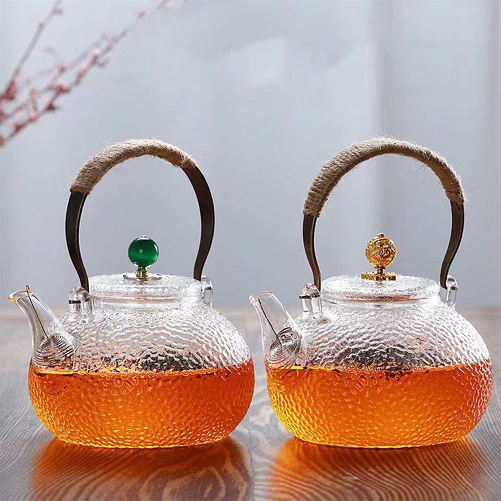 600ml 800ml heat resistant clear borosilicate glass tea pot glass teapot with glass infuser and warmer