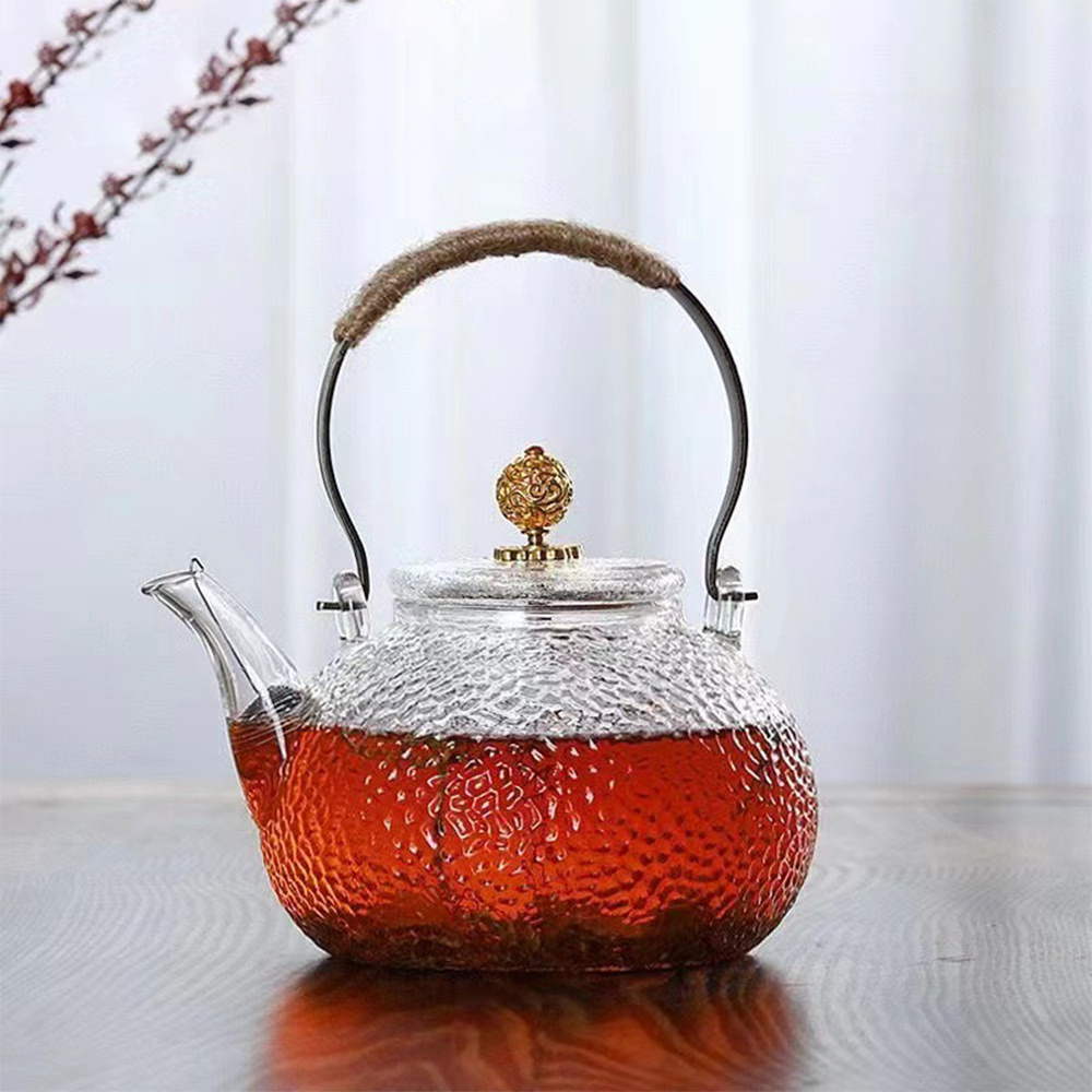 600ml 800ml heat resistant clear borosilicate glass tea pot glass teapot with glass infuser and warmer