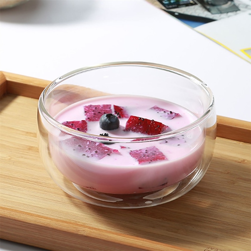 High Temperature Double Wall Glass Bowl Salad Bowl Ice Cream Yogurt Dessert Bowl