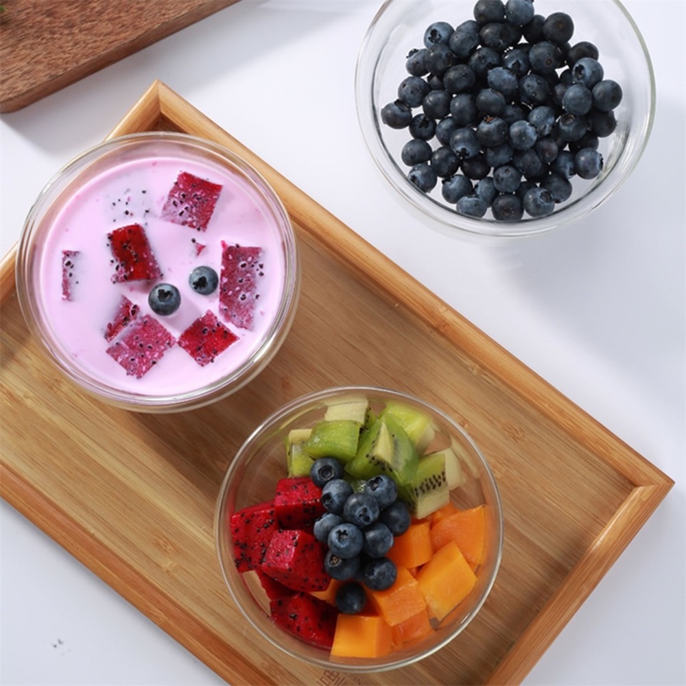 High Temperature Double Wall Glass Bowl Salad Bowl Ice Cream Yogurt Dessert Bowl