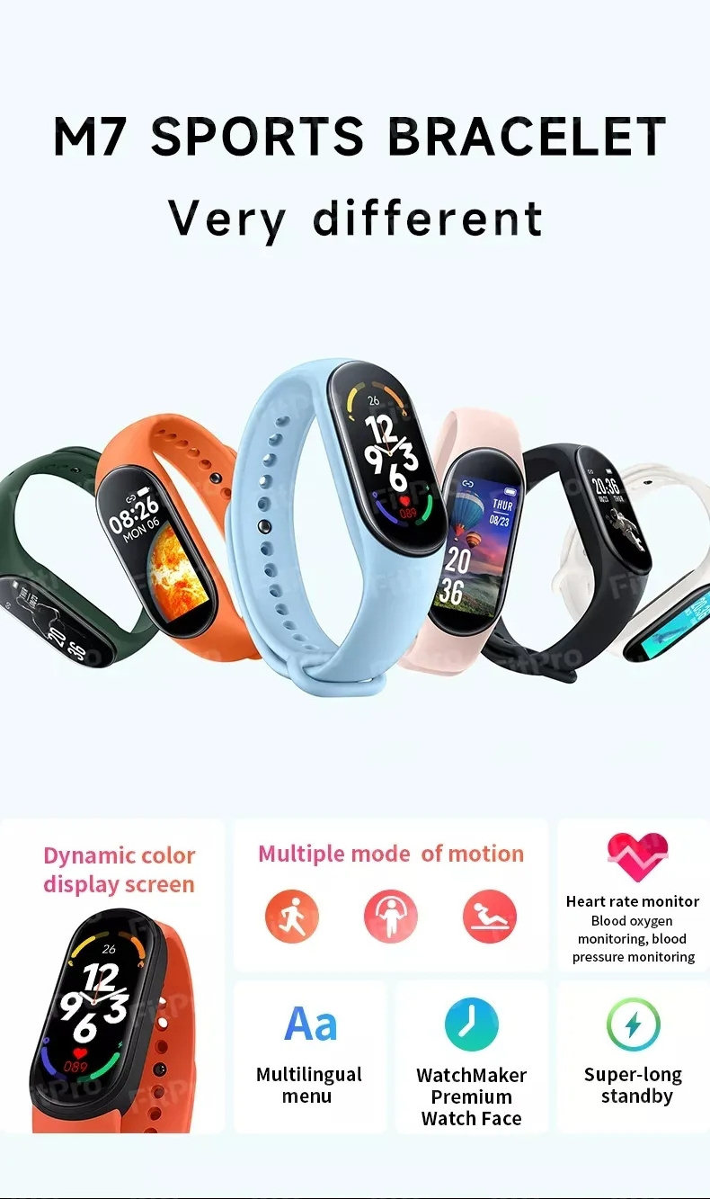 Factory Delivery Popular Mi Band 6 7Smart Watch M5 M6 M7 Smart Band Fitness smartband Mi Bracelet M 7 Smartwatch m7 smart band