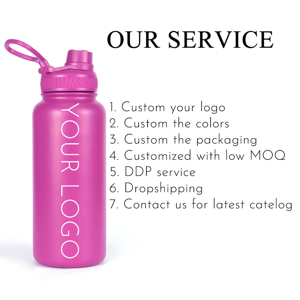 Customized logo small mouth 500ml 650ml 2.2 litre 18 oz 24oz bpa free straw 2 lids sports 18/8 stainless steel water bottle cold