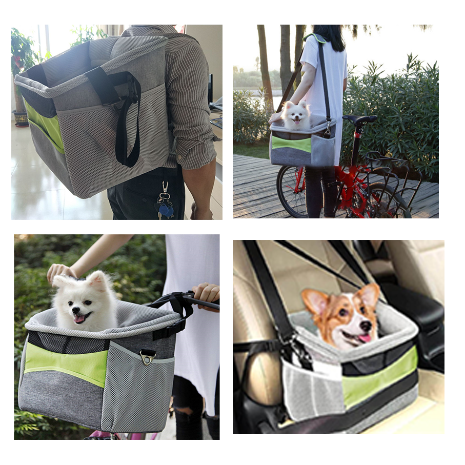 Pet Bicycle Carrier Waterproof Dog Bike Basket   Bag Adjustable Pet Travel Bag Safe Dog Backpack   Carrier one shoulder