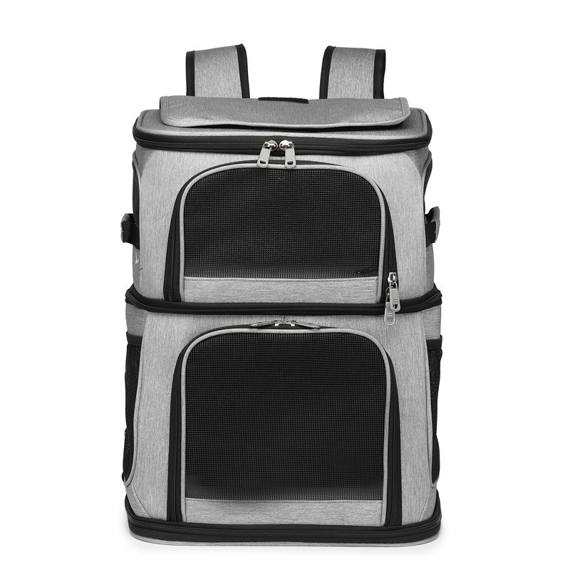 Double-Compartment Pet Carrier Backpack for Small Cats and Dogs, Cat Travel Carrier for 2 Cats, Perfect for Traveling/Hiking /Ca