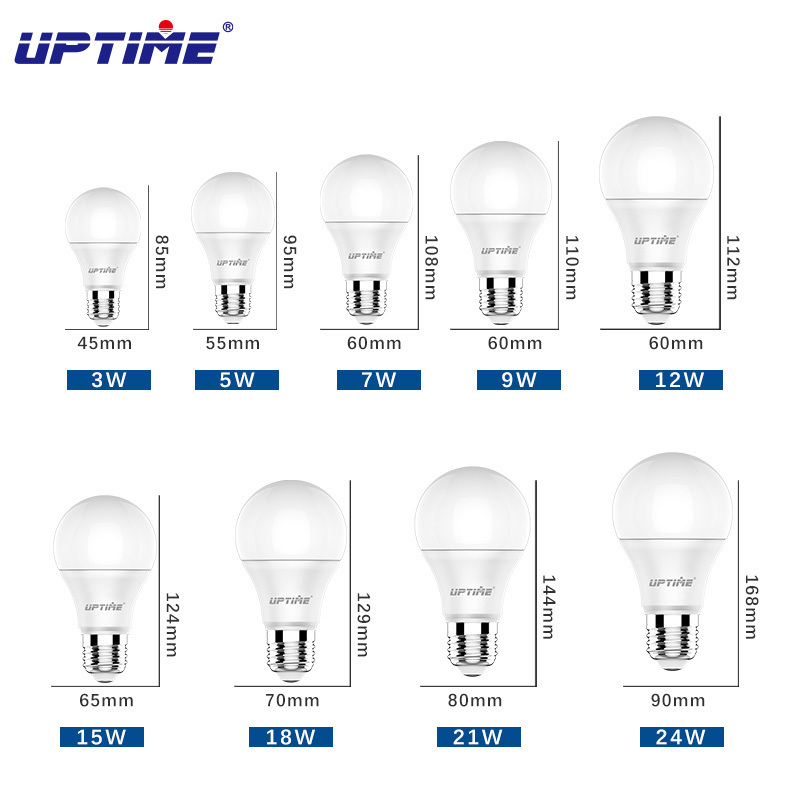 UPTIME AC100-240V Led Light E27 Holder Bulb Lamp 3w 5w 9w 12w 15w A60 Led Light Bulb