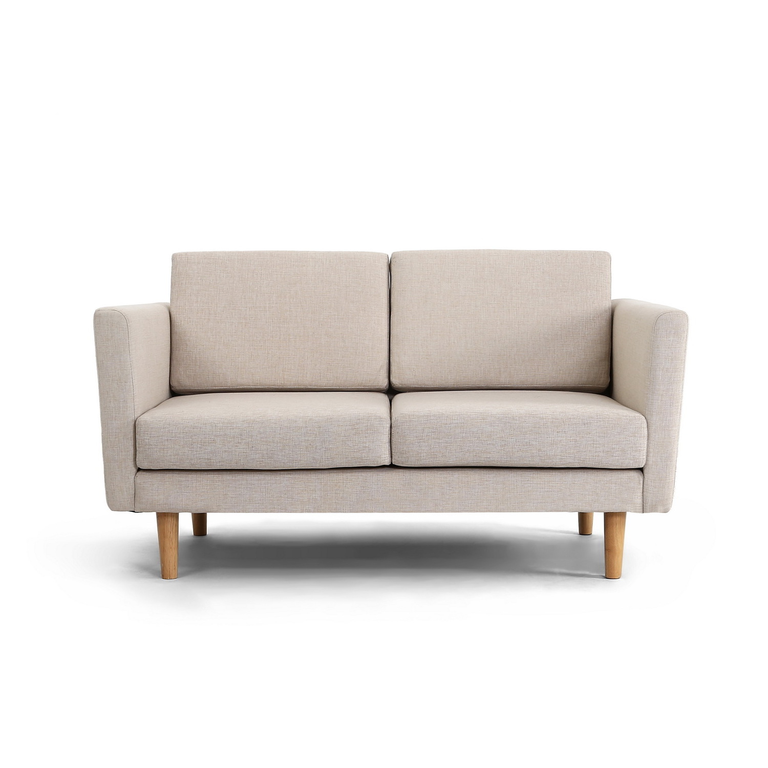 Modern Upholstered Loveseat Sofa with Wood Base Design 2 Seater Sofa