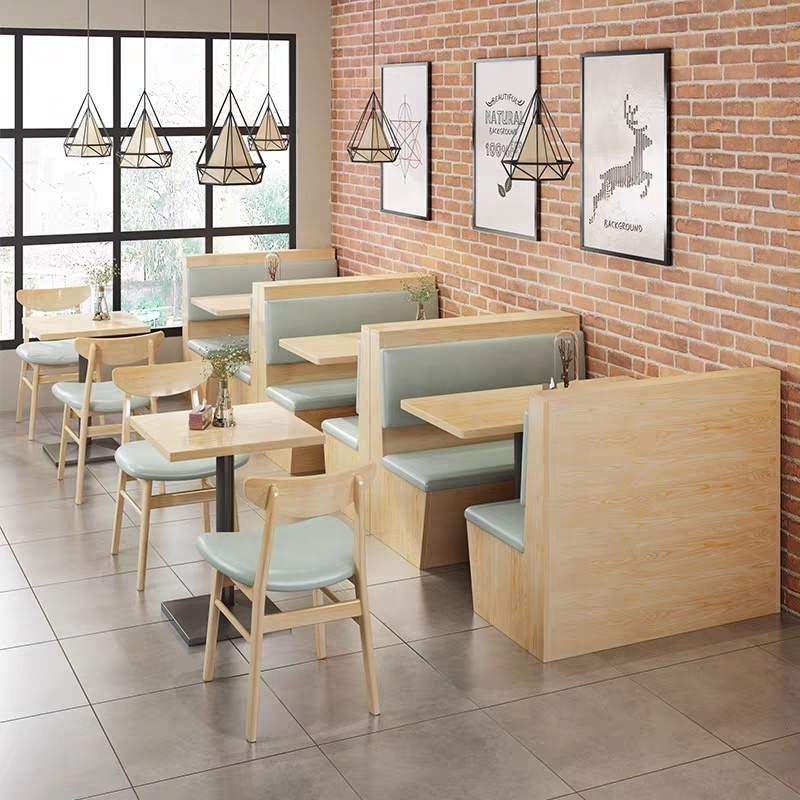 (SP-CS296) High quality wood cafe seating dining fast food leather sofa furniture restaurant booth