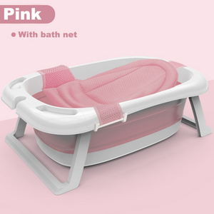 2023 Hot Selling Bestsellers Baby Folding Bathtub with Bath Net Bathtub Made For Newborn Kid Children Temperature Display