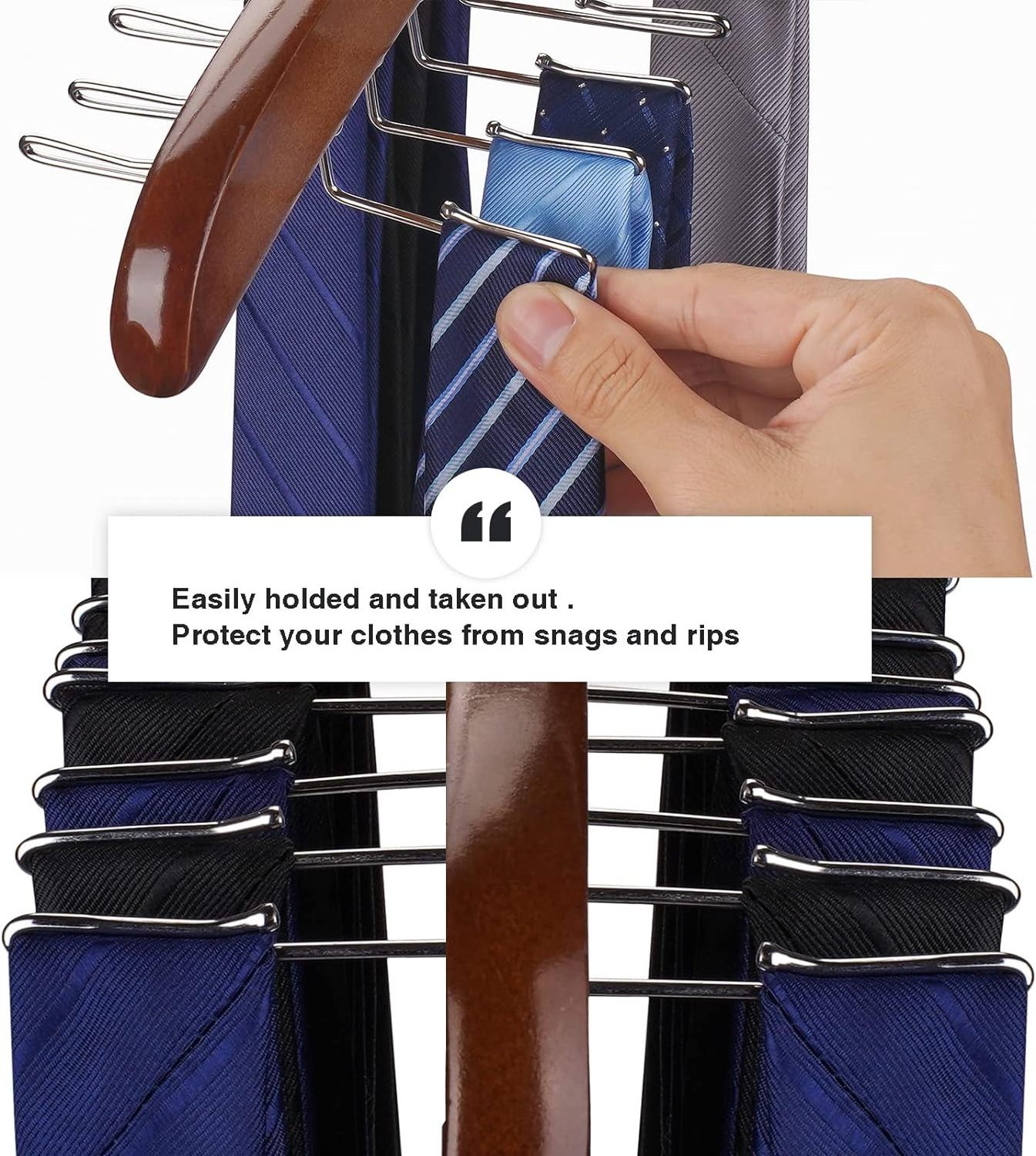 Modern Multifunctional Scarf Hanger Slimming Belt Racks Display Wooden Tie Belt Hook Hanger Organizer For Closet