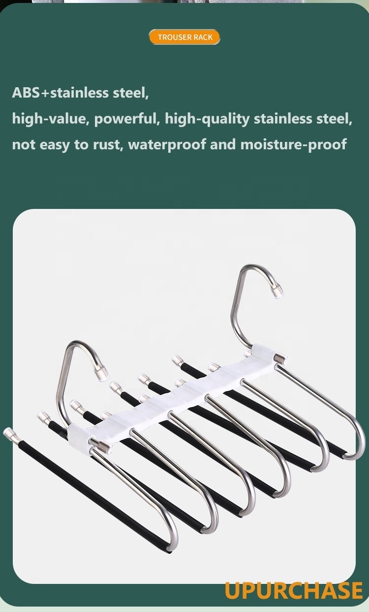 Pants Hangers Multifunctional Pants Rack Hanger Collapsible Pant Organizer for Closet Jean Trouser Scarf Hangers for Men Women