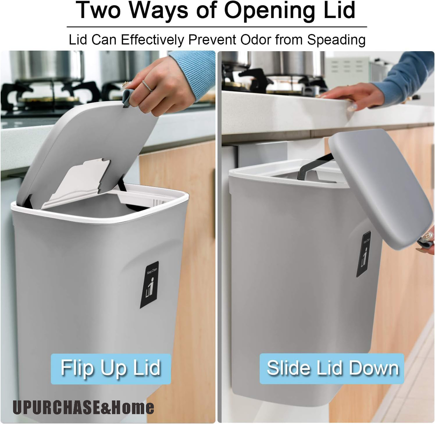 2.4 Gallon Kitchen Compost Bin for Counter Top or Under Sink Hanging Small Trash Can with Lid Mountable Indoor Compost Bucket