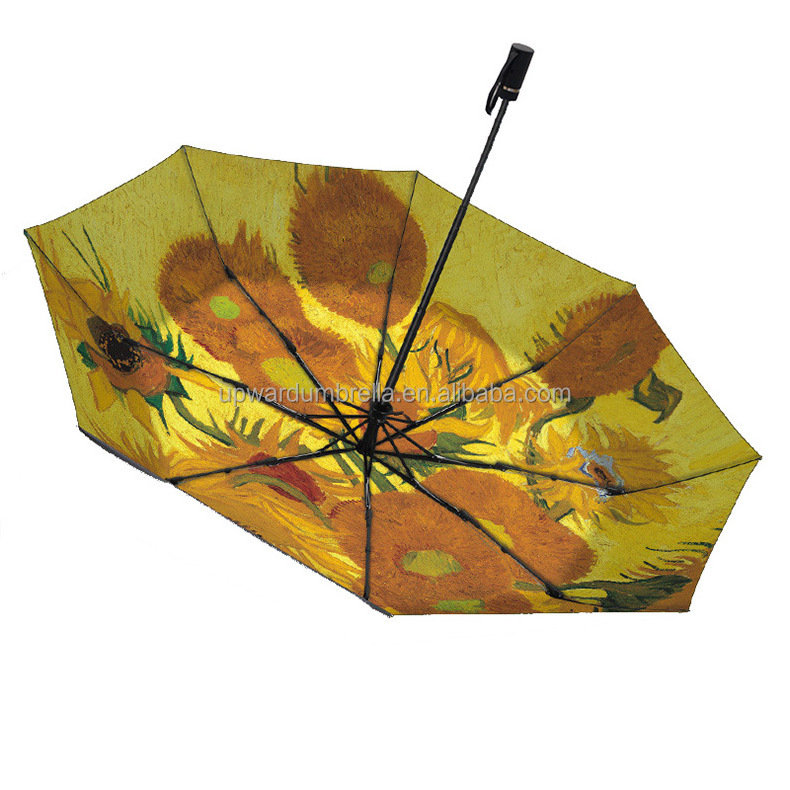 Auto umbrella with painted custom automatic umbrella 3 folding designed umbrella