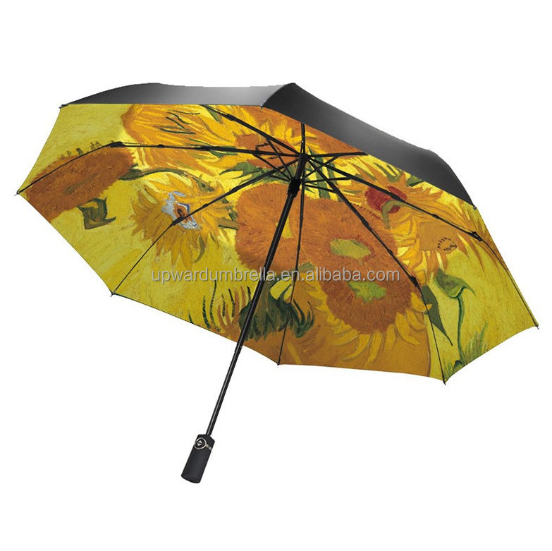 Auto umbrella with painted custom automatic umbrella 3 folding designed umbrella