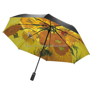 Auto umbrella with painted custom automatic umbrella 3 folding designed umbrella