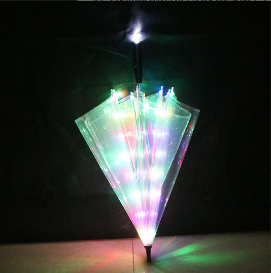 OEM customized funny umbrella 7 color led light up umbrella clear led umbrella