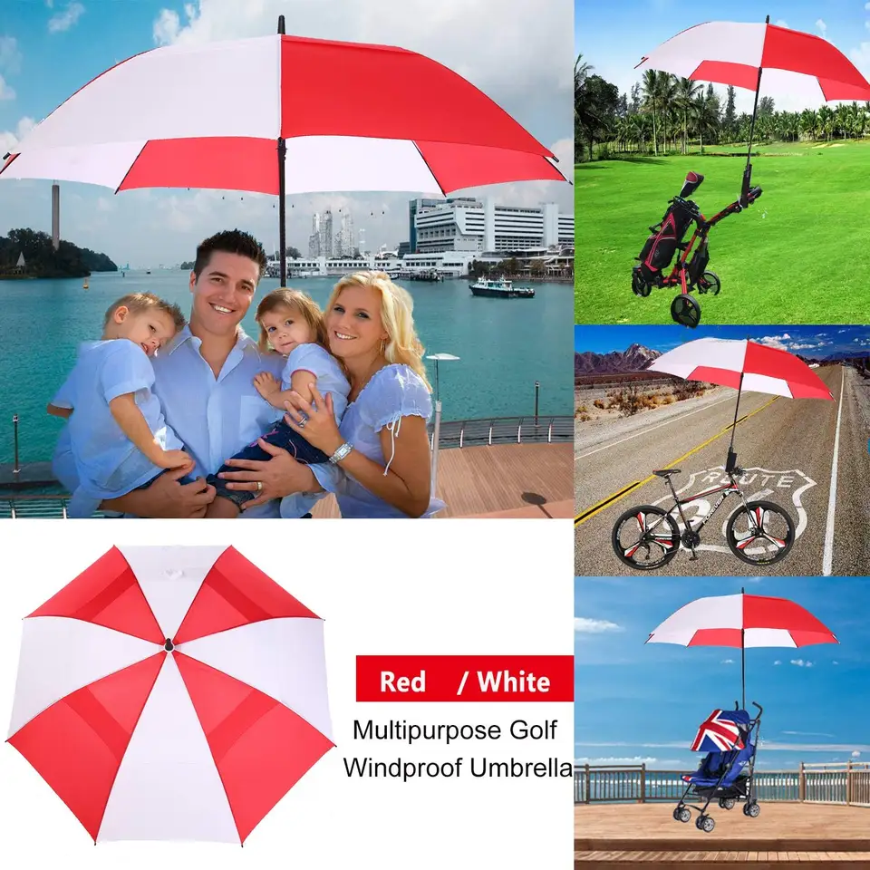 Custom print strong windproof promotional market straight golf umbrella