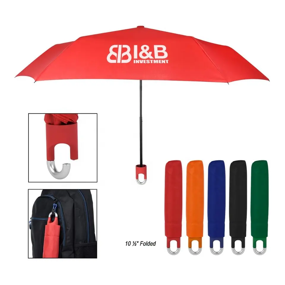 New product easy carry unique folding umbrella with hook loop lock handle colourful market umbrella