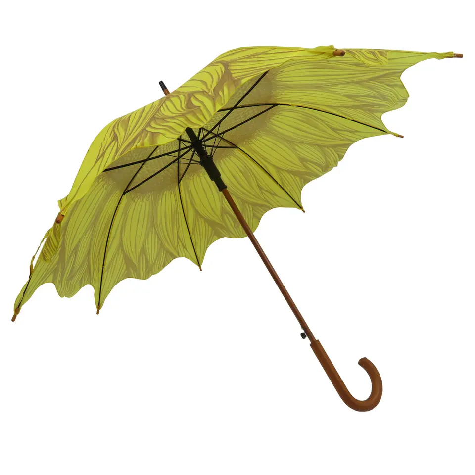 Wooden handle umbrella customised full printed umbrella allover print luxury promotional branded custom umbrella