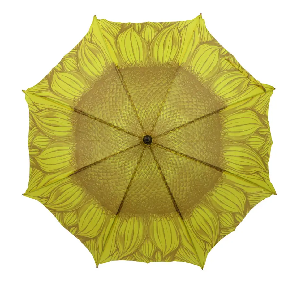 Commercial wooden handle umbrella luxury rain digital printing flower umbrella