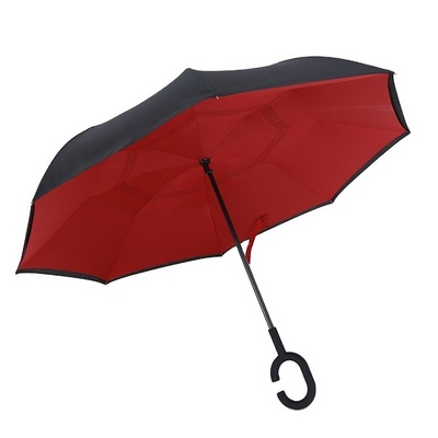 black outside and red inside color umbrella inside out reversed umbrella reverse